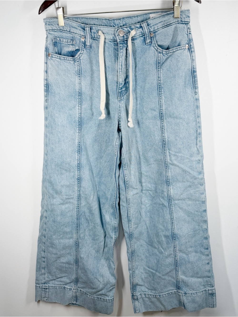 Gap Mid Rise UltraSoft Denim Baggy Trousers Jeans Wide Leg Size 8 - Picture 2 of 8